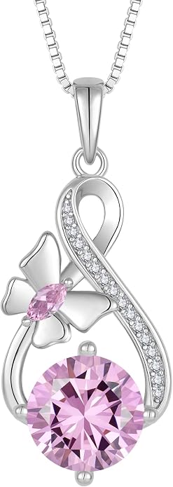 Butterfly Necklaces for Women 925 Sterling Silver Infinity Pendant Necklace Birthstone Jewelry Gifts for Her