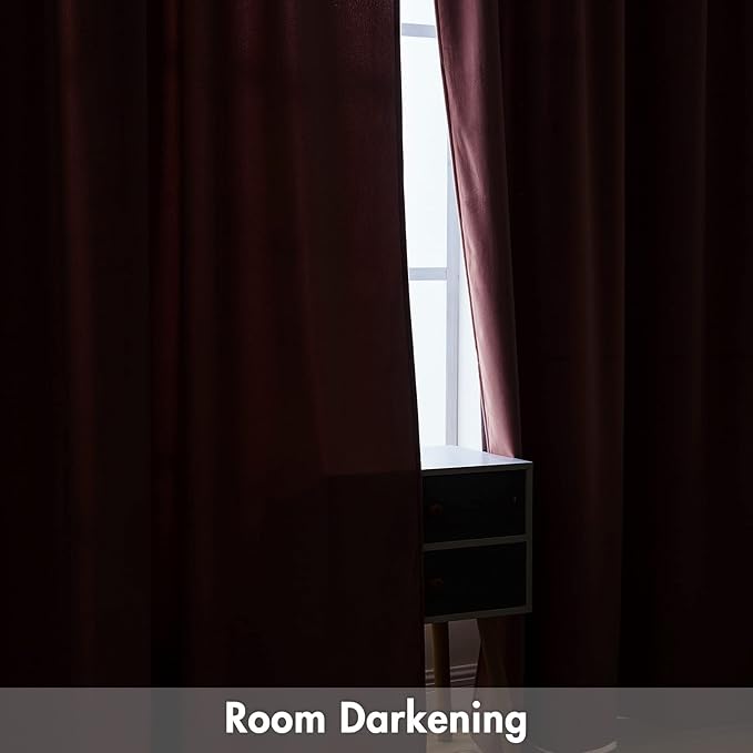 MIULEE Dusty Rose Pink Blackout Velvet Curtains Drapes 63 Inch Long 52"x63" | Luxurious Bedroom Living Room Decor, Room Darkening, Thermal Insulated, Rod Pocket Design, Super Soft Fabric