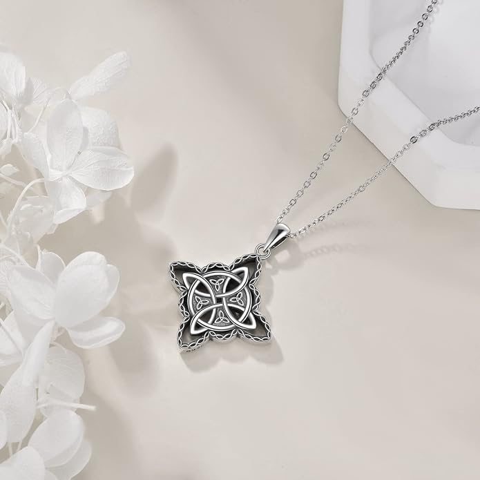 VONALA S925 Sterling Silver Celtic Owl/Moon Wolf/Horse/Dragon/Viking/Anchor Necklace Celtic Knot Pendant Necklace Irish Vintage Necklace Gifts for Women Teens Men Unisex
