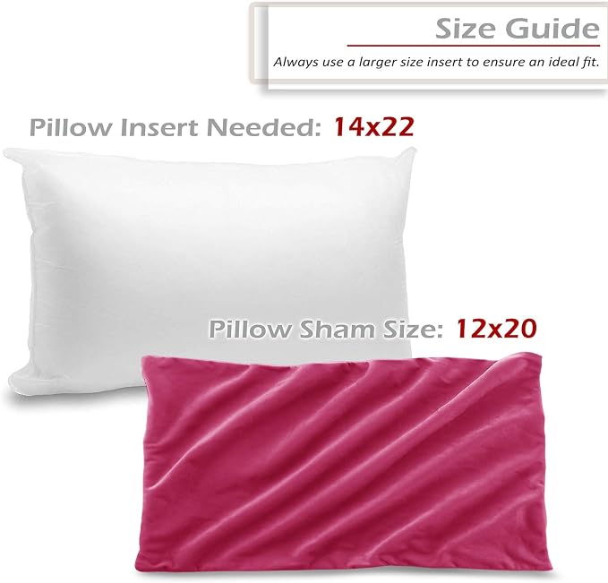 Nestl Throw Pillow Covers, Cozy Velvet Decorative Pillow Covers 12 x 20 Inches, Soft Solid Couch Pillow Covers for Sofa, Bed and Car, Set of 2 - Hot Pink