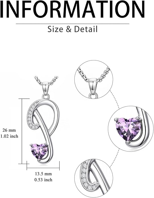 Birthday Gifts for Women Alphabet A to Z Initial Birthstone Pendant Necklaces for Women - 18k White Gold Plated Personalized Name Jewelry Anniversary Graduation Gifts for Wife Her Daughter Girlfriend(with Gift Box)