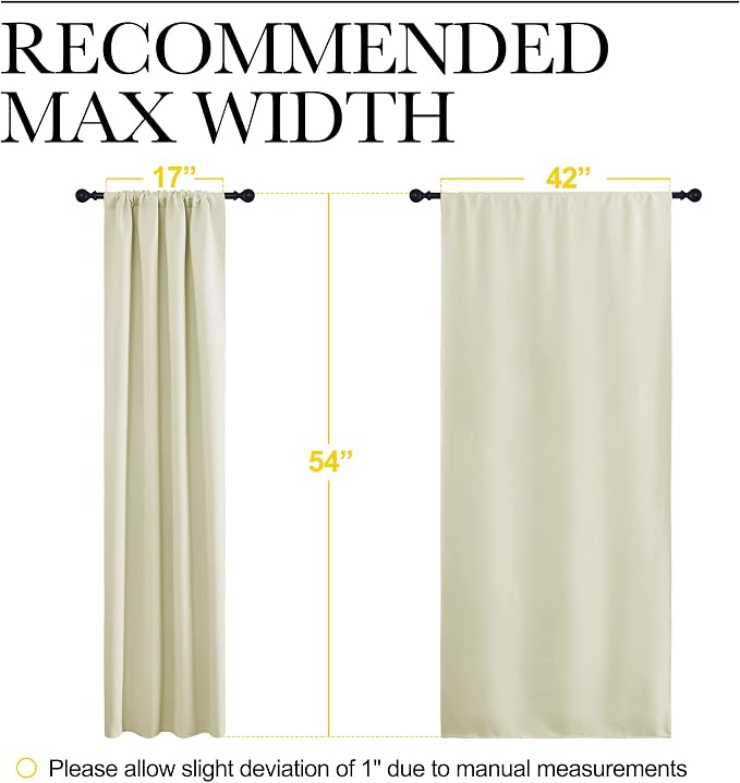 NICETOWN Kitchen Curtains, Short Blackout Curtains & Drapes, Home Decoration Privacy Thermal Insulated Curtains for Unicorn Theam Room (Beige, 42" Wide, 54" Long, 2 PCs)