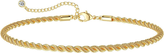 DEARMAY Gold Anklets for Women Waterproof, Non Tarnish14K Gold Plated Ankle Bracelets Set Stack, Summer Beach Jewelry Gifts for Vacation, Bikini Outfits for Women Mom Her