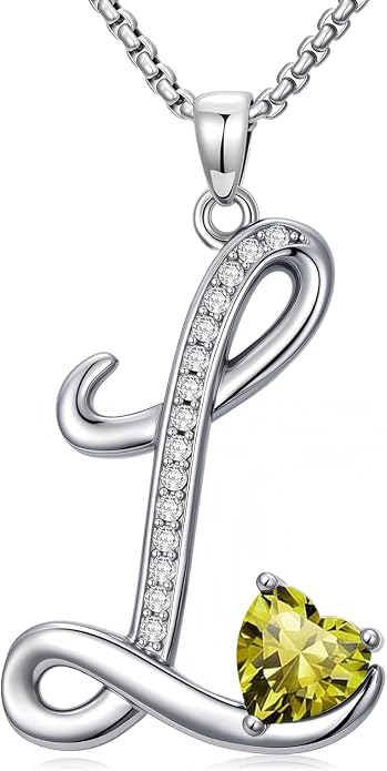 Birthday Gifts for Women Alphabet A to Z Initial Birthstone Pendant Necklaces for Women - 18k White Gold Plated Personalized Name Jewelry Anniversary Graduation Gifts for Wife Her Daughter Girlfriend(with Gift Box)