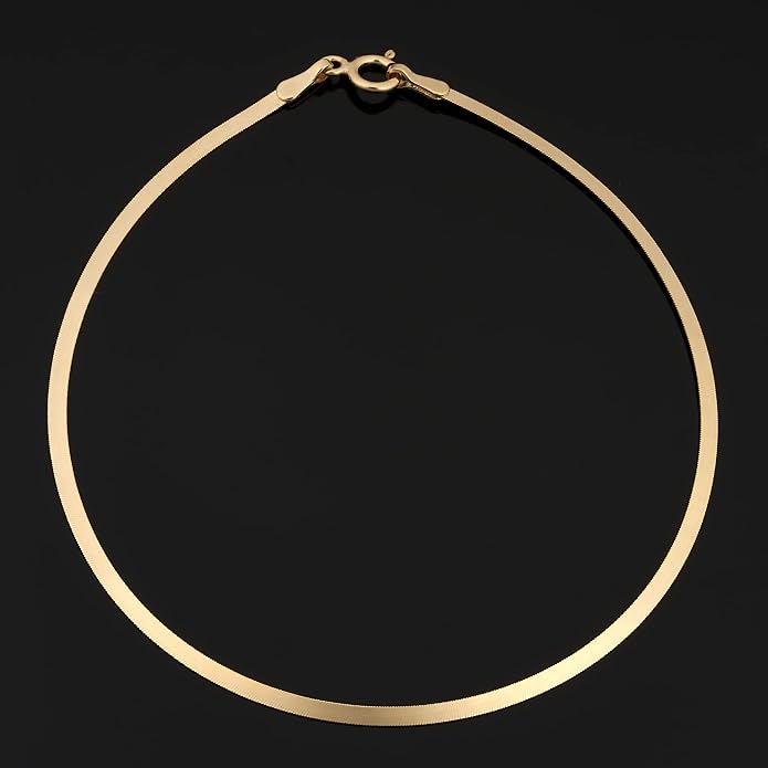 Kooljewelry Womens Elegant - 10K Yellow Gold Herringbone Chain Bracelet 7.5 in