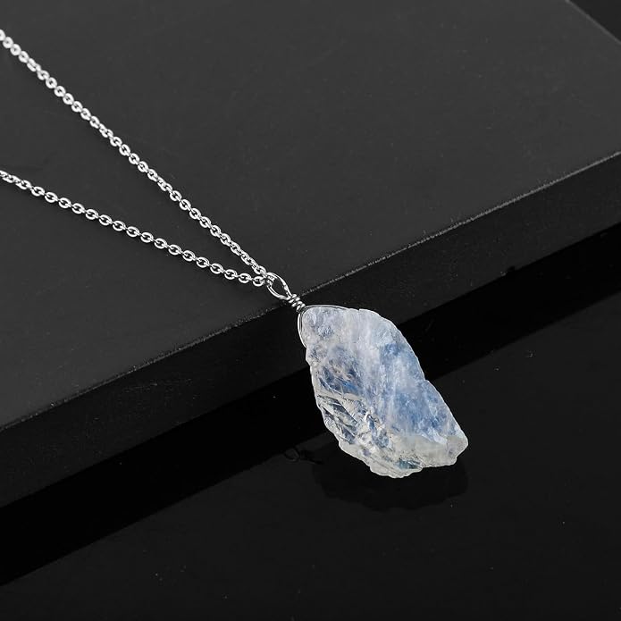 Raw Multi Gemstone Pendant Necklace for Women, Healing Crystal Chakra Stone Birthstone, 925 Sterling Silver Birthday Christmas Gifts for Her
