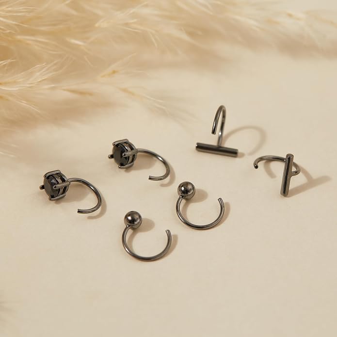CHIC & ARTSY 925 Sterling Silver Half Hoop Earrings for Women, Small Huggie Hoops Set with Ball Bar Star Moon Cross & Pearl, Lightweight Comfort Fit Everyday & Sleep Earrings