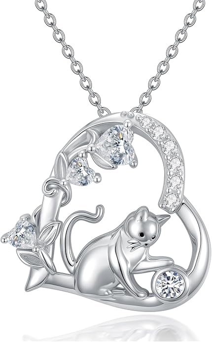 PELOVNY Teddy Bear Necklace for Women 925 Sterling Silver Bear/Highland Cow/Fox/Cat/Axolotl Birthstone Necklace Christmas Birthday Jewelry Gifts for Mom Daughter Wife Sister
