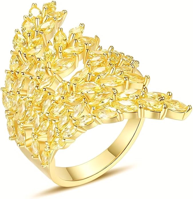 18K Gold Plated Rings for Women and Teen Girls Non Tarnish Cubic Zirconia Fidget Ring Butterfly/Snake/Mesh/Cross/Crown Knuckle Ring Open Adjustable Statement Stacking Chunky Rings