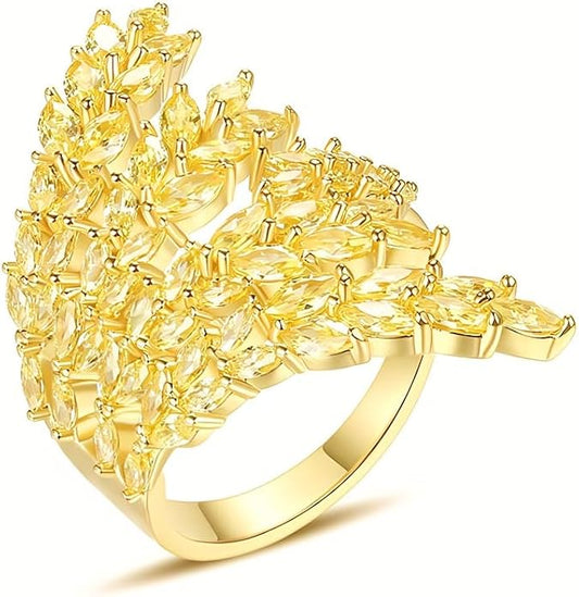 18K Gold Plated Rings for Women and Teen Girls Non Tarnish Cubic Zirconia Fidget Ring Butterfly/Snake/Mesh/Cross/Crown Knuckle Ring Open Adjustable Statement Stacking Chunky Rings