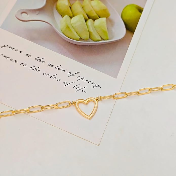 Airmb Heart Necklace for Women Gold/Silver Plated Trendy Heart Choker Lover Pendant Hypoallergenic Fashion Gold/Silver Necklace for Women Love Jewelry Gift for Women Girlfriend