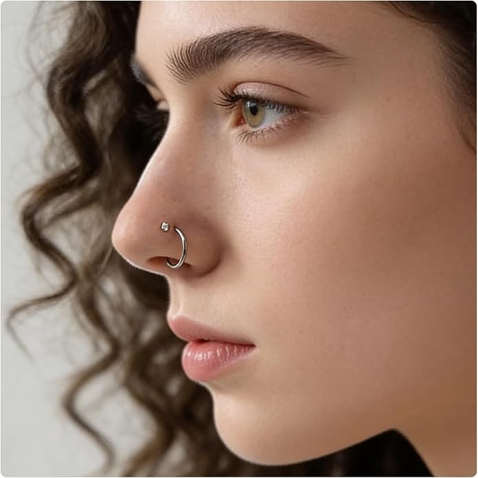 20G-2G ASTM F136 Titanium Septum Nose Rings Hoops Hinged Clicker Segment Septum Lip Nipple Ring Cartilage Tragus Helix Sleeper Earrings Piercing Jewelry for Women Men 6mm-19mm
