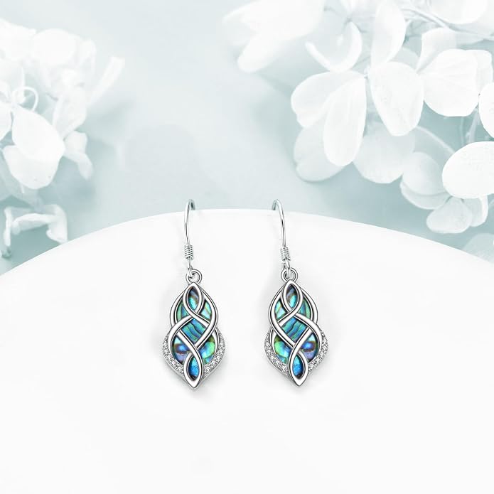 Abalone Shell Dangle Drop Earrings for Women 925 Sterling Silver Filigree Bohemian Earrings Jewelry Gift