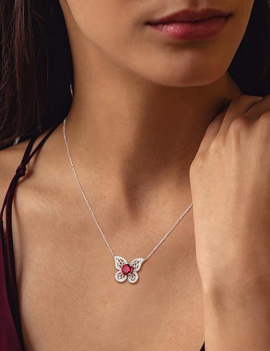 925 Sterling Silver Birthstone Necklaces for Women, Dainty Cute Dragonfly/Butterfly Pendant Necklace, Great Christmas/Anniversary Jewelry for Mother