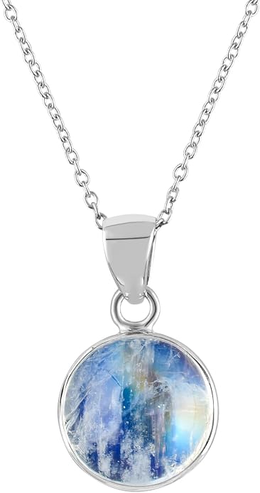 Raw Gemstone Dainty Pendant Necklace for Women, Trendy Healing Chakra Crystal, Birthstone Handmade 925 Sterling Silver Adjustable 18 inch Chain Jewelry, Birthday Gifts
