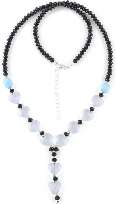 925 Sterling Silver Handmade Gemstone Necklace with Natural Heart-Shaped Beads – Dainty Jewelry for Women