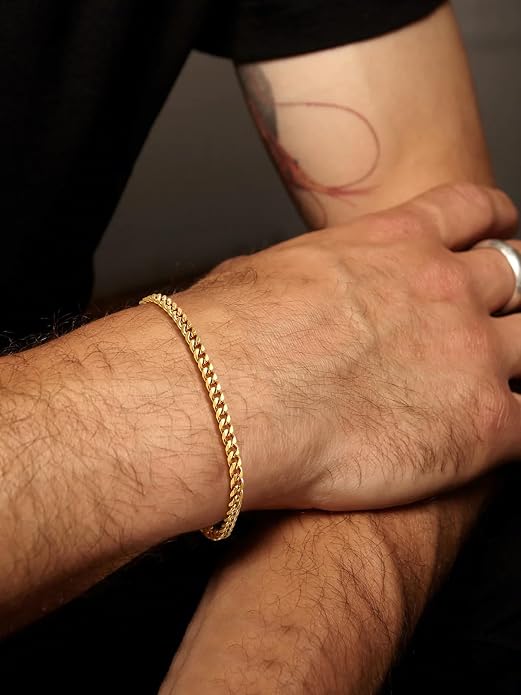 U7 Link Bracelets for Men, Cuban Link/Rope/Watch Band Solid Bracelet, Silver Black Gold Color Wrist Bracelet 3/6/9/12/15mm Width, 6.5/7.5/8.3 Inch Length, Hand Chain Jewelry for Mens Women