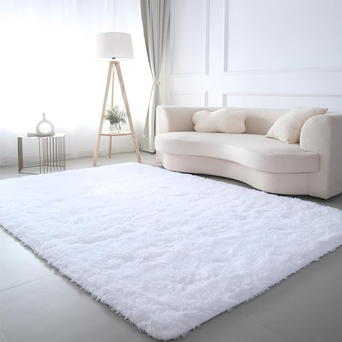 White Fluffy Rug Bedroom 3x5 - Soft Small Carpet for Bedside | Cloud-Soft Underfoot - Microfiber Shag Pile Feels Like Bare Feet On Cotton - Perfect Beside Your Bed Every Morning