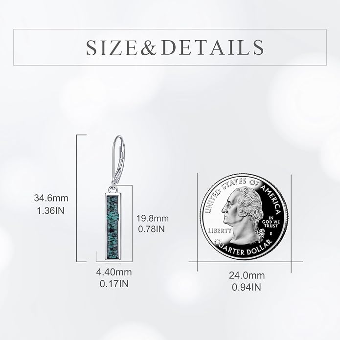 CRMAD Abalone Shell Bar Earrings for Women Sterling Silver Leverback Earrings Abalone Jewelry Gift