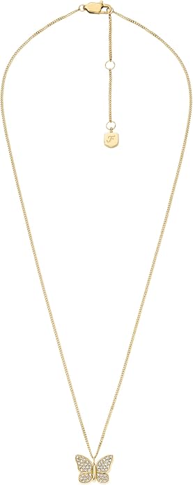 Fossil Women's Gold-Tone Stainless Steel Pendant Chain Necklace for Women
