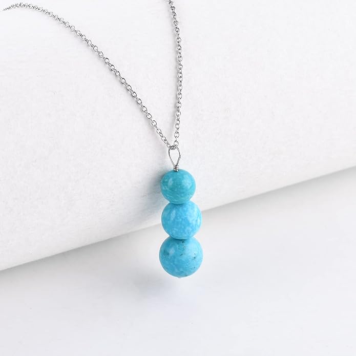Natural Gemstone Pendant Necklace for Women Handmade Birthstone Healing Crystal Jewelry Chain 20" Stone Birthday Christmas Wedding Gifts for Her