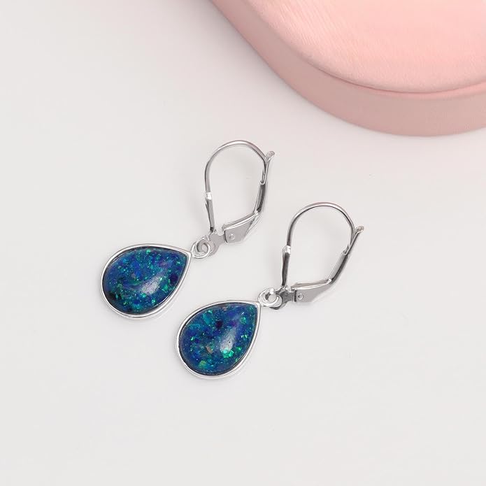 LeCalla 925 Sterling Silver Leverback Drop Earrings Lightweight Bohemia Teardrop Drop Dangle Earring for Women