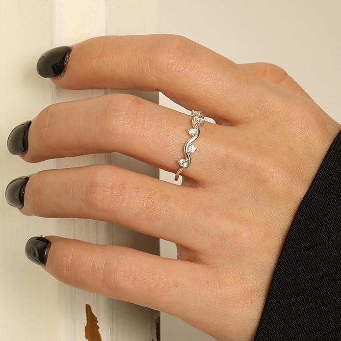 Healing Is Not Linear Self Love Highs and Lows Wave Ring, Inspirational Wave Encouraged Ring, Personalized Stacking Self Love Ring Jewelry Gift for Women