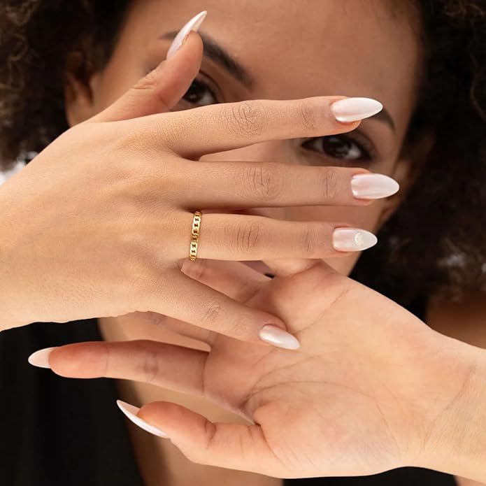 14K Gold Vermeil Ring for Women, Minimalist Stackable Band, 925 Sterling Silver Statement & Everyday Jewelry, Gifts for Women