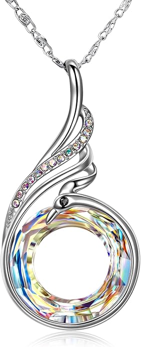 Kate Lynn "Rise From the Ashes Phoenix Necklace Made with Crystals from Austria, 18"+2" Necklace, Packaged with Jewelry Box, Birthday Gift for Women, Symbol of Luck and Renewal