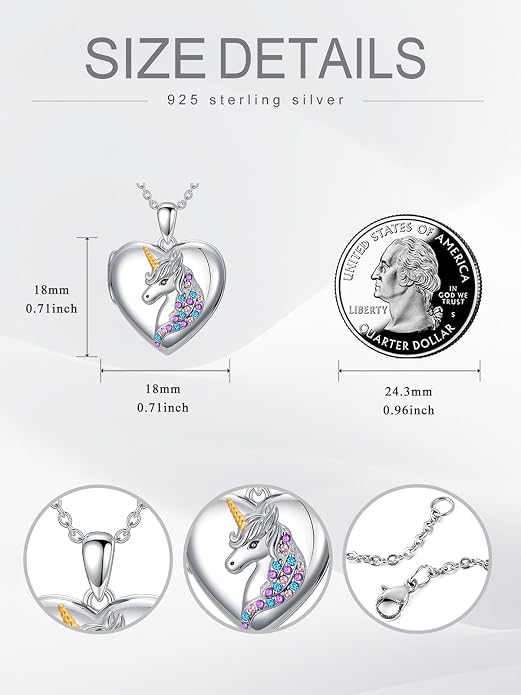 Dorunmo Personalized Locket Necklace 925 Sterling Silver that Holds Pictures Butterfly Birthstone Photo Heart Locket Custom Jewelry Congratulations New Beginnings New Job Gifts for Women