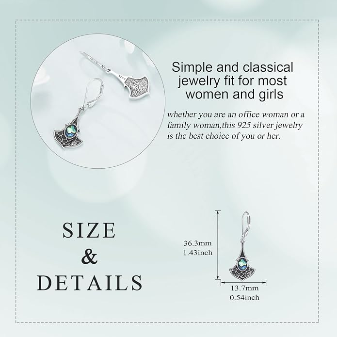Abalone Shell Dangle Drop Earrings for Women 925 Sterling Silver Filigree Bohemian Earrings Jewelry Gift