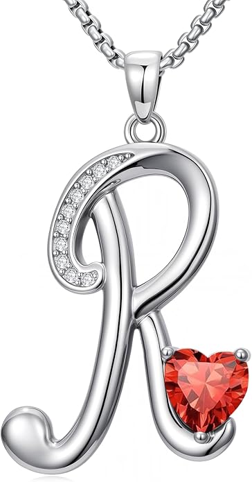 Birthday Gifts for Women Alphabet A to Z Initial Birthstone Pendant Necklaces for Women - 18k White Gold Plated Personalized Name Jewelry Anniversary Graduation Gifts for Wife Her Daughter Girlfriend(with Gift Box)