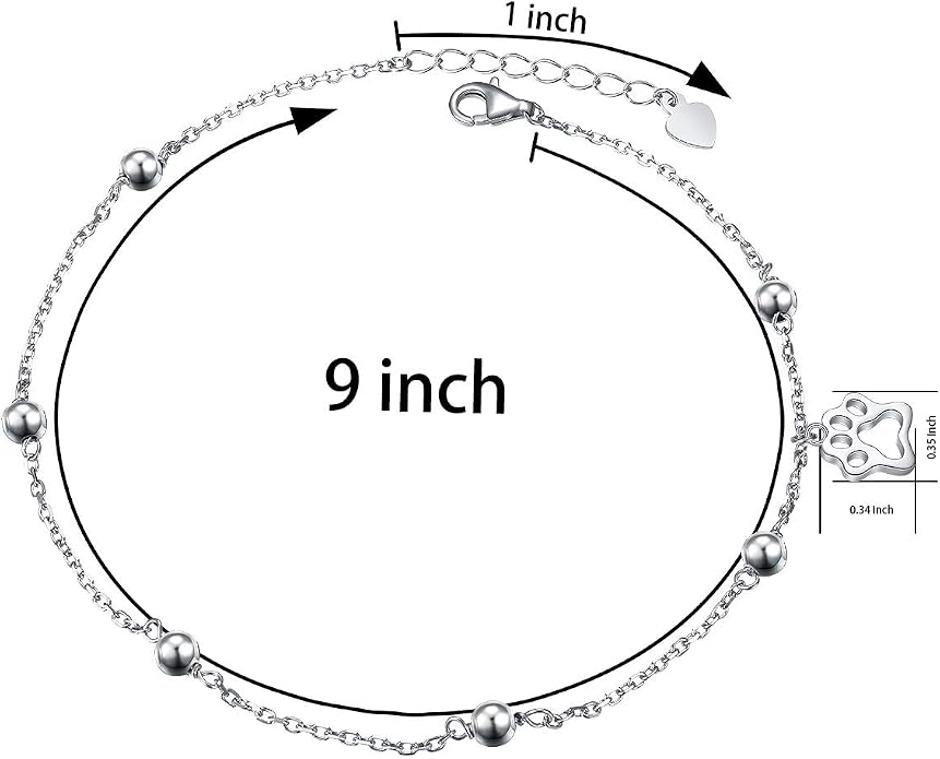 FLYOW S925 Sterling Silver Anklet for Women Summer Boho Beach Charm Adjustable Foot Ankle Bracelet Jewelry Birthday Gift