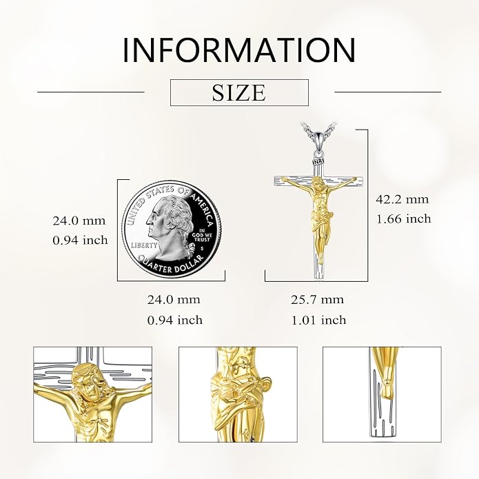 Cross Necklace 925 Sterling Silver Cross Faith Pendant Christian Jewelry Gifts for Women Men