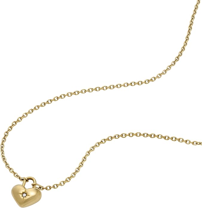 Fossil Women's Gold-Tone Stainless Steel Pendant Chain Necklace for Women