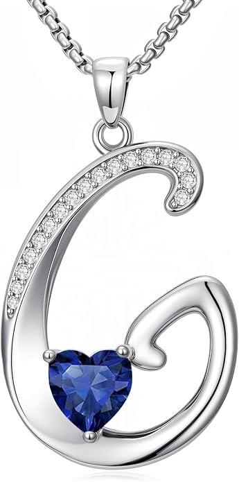 Birthday Gifts for Women Alphabet A to Z Initial Birthstone Pendant Necklaces for Women - 18k White Gold Plated Personalized Name Jewelry Anniversary Graduation Gifts for Wife Her Daughter Girlfriend(with Gift Box)