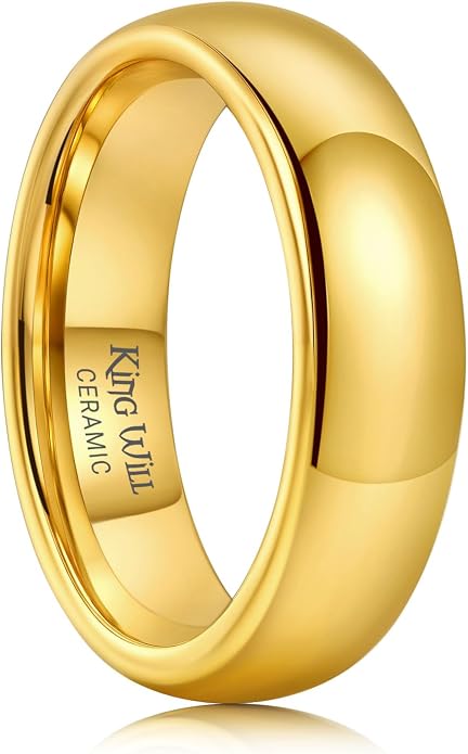 King Will Ceramic Wedding Band for Men Women-6-8mm Width Black & White with Multi Style Design Promise Rings Comfort Fit Size 7-14
