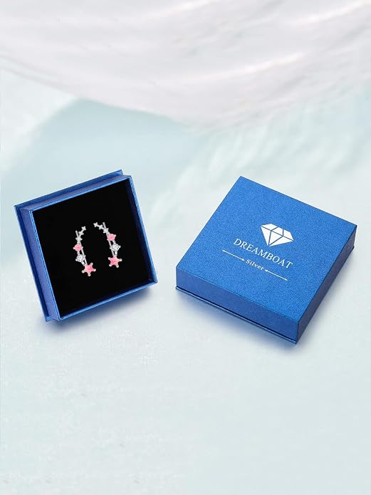 Dreamboat Star Ear Climbers Earrings for Women 925 Sterling Silver Star Ear Cuffs Crawler Earring Cubic Zirconia Climbing Jewelry Wedding Birthday Gifts