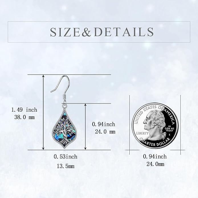 TIGER RIDER Abalone Shell 925 Sterling Silver Dangle Earrings Lightweight Filigree Dangle Drop Earrings for Women