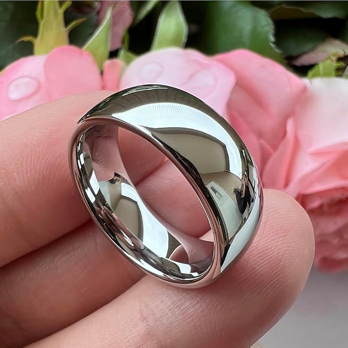 TUTISS 2mm 3mm 4mm 5mm 6mm 7mm 8mm 10mm White Tungsten Rings for Men Women Engagement Wedding Bands Domed Polished Shiny Comfort Fit