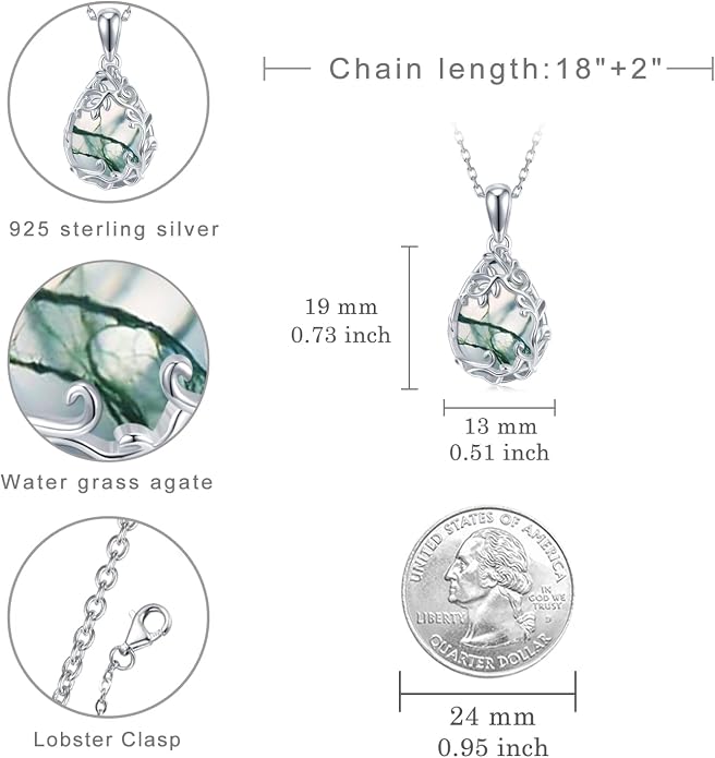 Teardrop Moonstone/Turquoise Necklace for Women 925 Sterling Silver Cage Filigree Necklaces Anniversary Birthday Jewelry Gift for Women