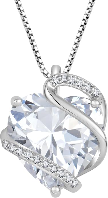 Heart Necklace for Women 925 Sterling Silver Infinity Love Heart Birthstone Necklace Pendant Hypoallergenic Jewelry for Women