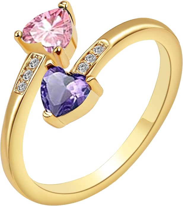 Btysun Mothers Day Gifts, Birthday Gifts for Women Non Tarnish Gold Rings Adjustable 1-12 Birthstone Rings Birthday Gift for Wife Mom Stocking Stuffers Promise Ring Anniversary Wedding Jewelry