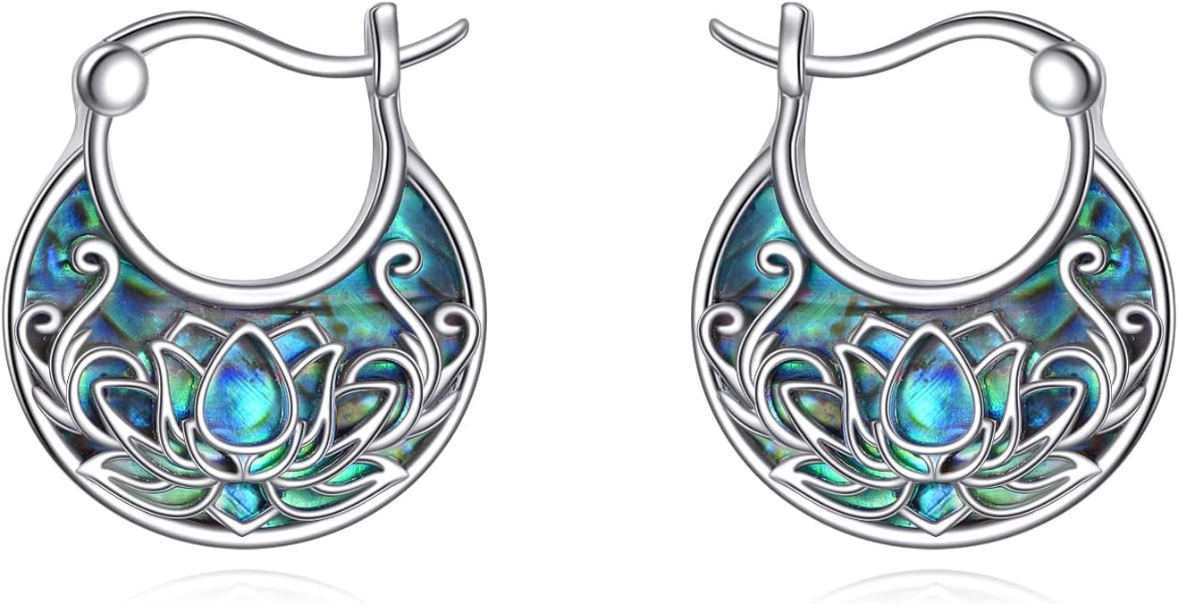 Tree of Life/Sunflower/Mountain/Daisy/Flower/Dragonfly/Butterfly/Earrings 925 Sterling Silver Hoop Earrings for Women
