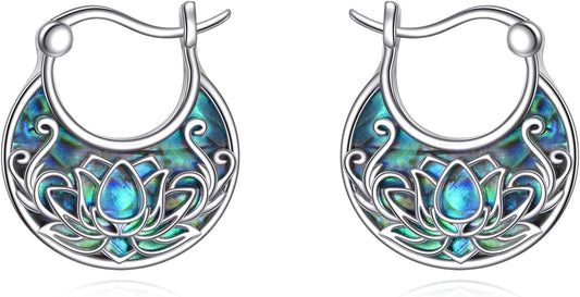 Tree of Life/Sunflower/Mountain/Daisy/Flower/Dragonfly/Butterfly/Earrings 925 Sterling Silver Hoop Earrings for Women