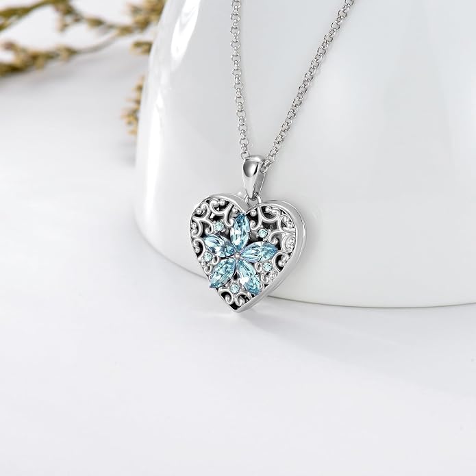 Dorunmo Personalized Locket Necklace 925 Sterling Silver that Holds Pictures Butterfly Birthstone Photo Heart Locket Custom Jewelry Congratulations New Beginnings New Job Gifts for Women