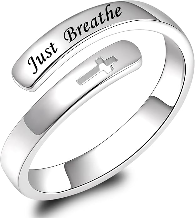 BEILIN 925 Sterling Silver Inspirational Jewelry Rings Adjustable Ring Personality Encouragement Gift for Teens Women