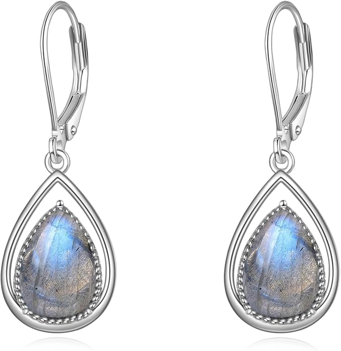 VONALA Dangle Earrings 925 Sterling Silver Opal Larimar Lapis Sapphire Turquoise Moss Agate Crystal Dangling Earrings Jewelry Gift for Women