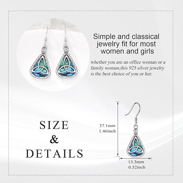 Abalone Shell Dangle Drop Earrings for Women 925 Sterling Silver Filigree Bohemian Earrings Jewelry Gift