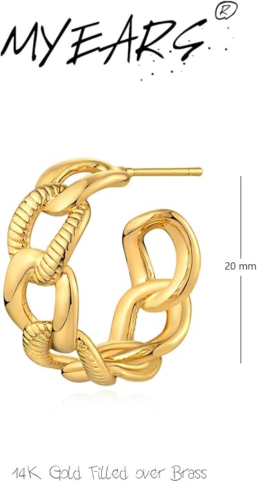 MYEARS Women Hoop Earrings Gold 14K Gold Filled Small Simple Handmade Hypoallergenic Everyday Illusion Jewelry